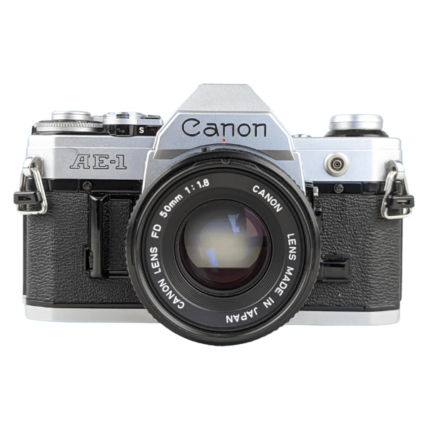 Canon AE-1 Silver SLR 35mm Film Camera With Prime Lens